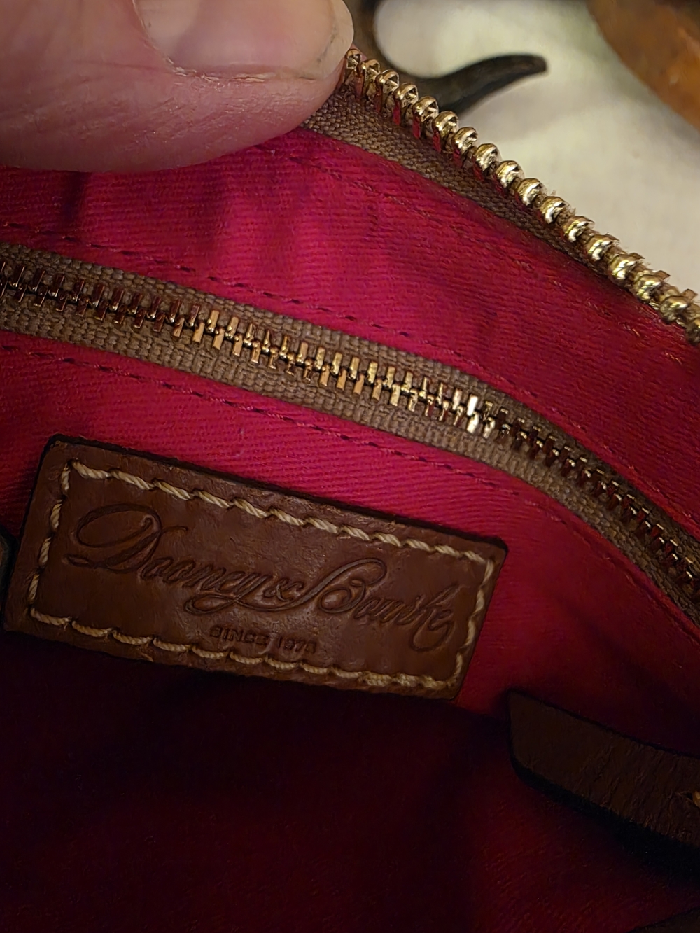 Dooney & Bourke Black Ostrich-Embossed Crossbody with Tan Trim - Picture 10 of 16